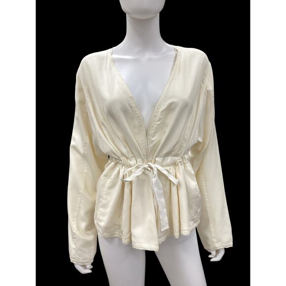 DKNY Pure Top/Blazer Women’s SZ M Cotton Silk Blend Waist With Belt Lightweight - Picture 1 of 5